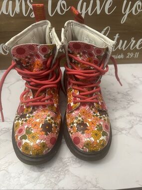 Dr. Martens Kids Brooklee Pink Floral Boots- Size 3